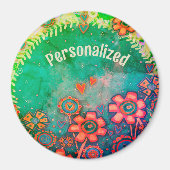  Retro Fun Flowers Inspirivity Custom Magneet (Voorkant)