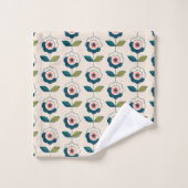 Retro Fun Garden Flower Pattern Bad Handdoek (Wasdoekje)
