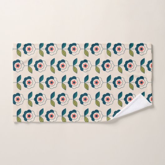 Retro Fun Garden Flower Pattern Bad Handdoek (Handdoek)