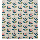 Retro Fun Garden Flower Pattern Douchegordijn (Voorkant)