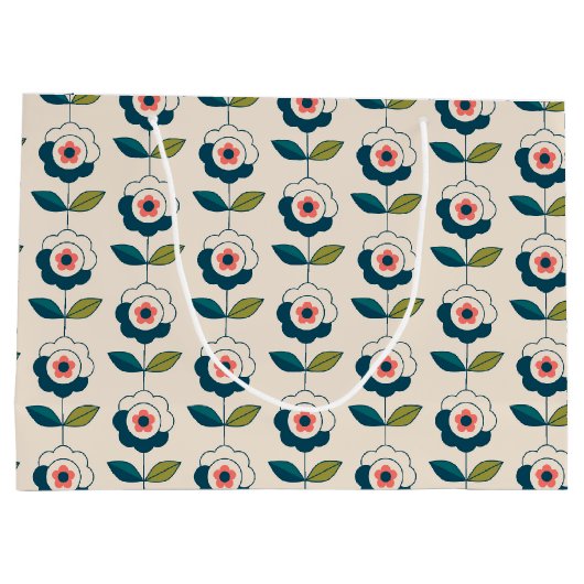 Retro Fun Garden Flower Pattern Groot Cadeauzakje (Achterkant)