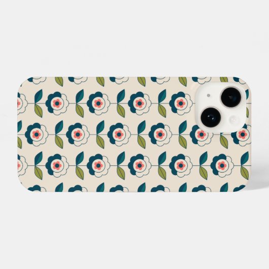 Retro Fun Garden Flower Pattern iPhone Hoesje (Achterkant horizontaal)