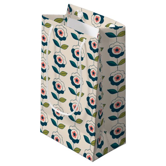 Retro Fun Garden Flower Pattern Klein Cadeauzakje (Voorkant Gekanteld)