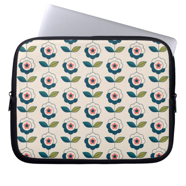 Retro Fun Garden Flower Pattern Laptop Sleeve (Voorkant)
