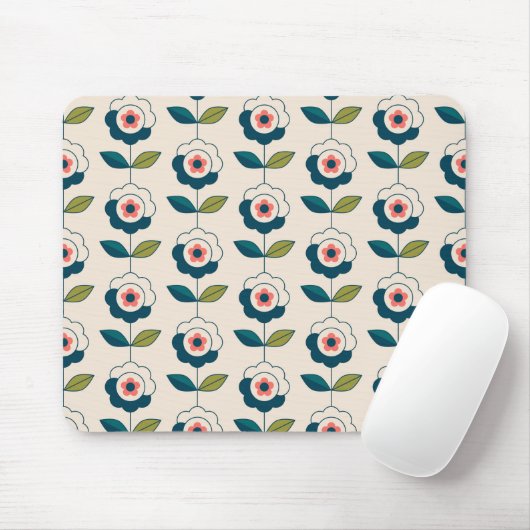 Retro Fun Garden Flower Pattern Muismat (Met muis)