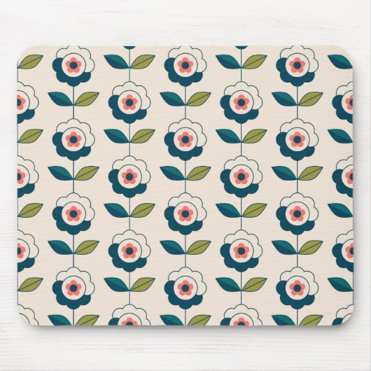 Retro Fun Garden Flower Pattern Muismat (Voorkant)