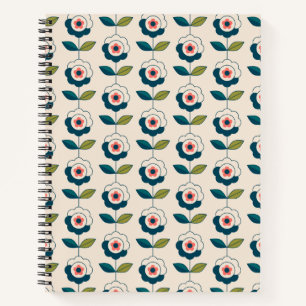 Retro Fun Garden Flower Pattern Notitieboek