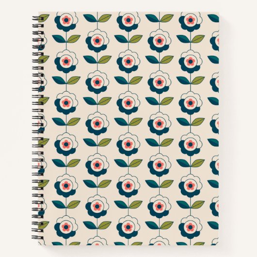 Retro Fun Garden Flower Pattern Notitieboek (Voorkant)