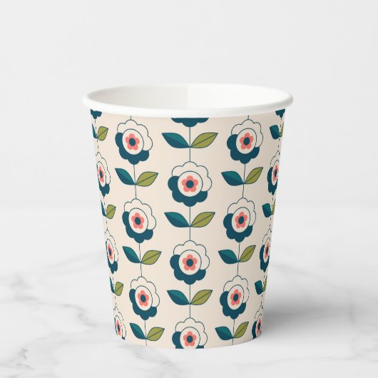 Retro Fun Garden Flower Pattern Papieren Bekers (Links)