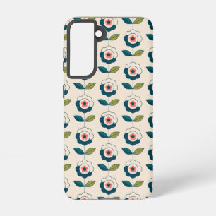 Retro Fun Garden Flower Pattern Samsung Galaxy Hoesje