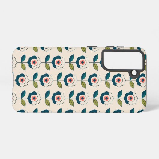 Retro Fun Garden Flower Pattern Samsung Galaxy Hoesje (Achterkant horizontaal)