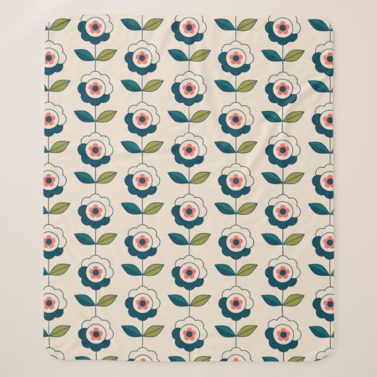 Retro Fun Garden Flower Pattern Sherpa Deken (Voorkant)