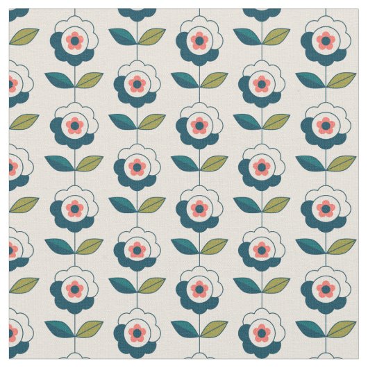Retro Fun Garden Flower Pattern Stof (Close Up)
