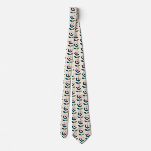 Retro Fun Garden Flower Pattern Stropdas (Achterkant)
