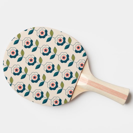 Retro Fun Garden Flower Pattern Tafeltennisbatje (Zijkant)