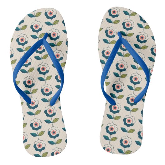 Retro Fun Garden Flower Pattern Teenslippers (Voetbed)