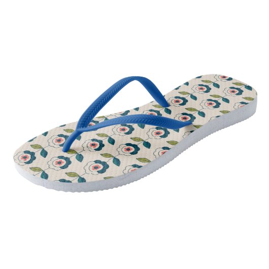 Retro Fun Garden Flower Pattern Teenslippers (Schuin)