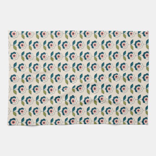 Retro Fun Garden Flower Pattern Theedoek (Horizontaal)