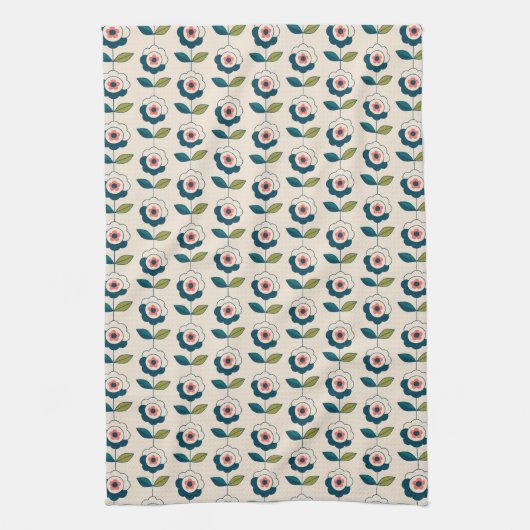 Retro Fun Garden Flower Pattern Theedoek (Verticaal)