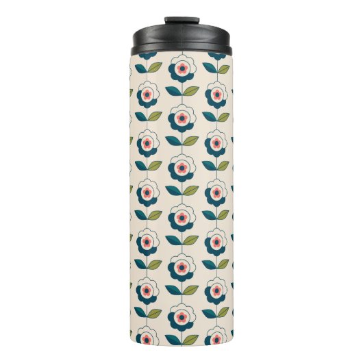 Retro Fun Garden Flower Pattern Thermosbeker (Voorkant)