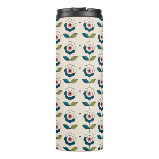 Retro Fun Garden Flower Pattern Thermosbeker (Achterkant)