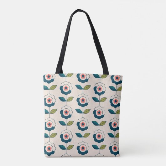 Retro Fun Garden Flower Pattern Tote Bag (Achterkant)