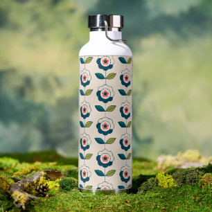 Retro Fun Garden Flower Pattern Waterfles