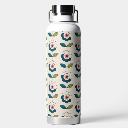 Retro Fun Garden Flower Pattern Waterfles (Achterkant)