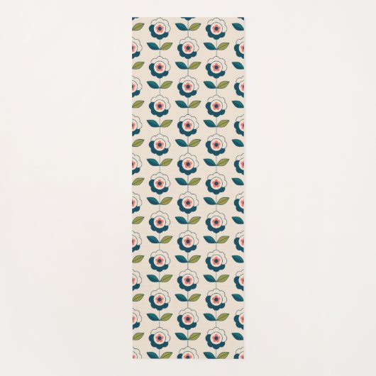 Retro Fun Garden Flower Pattern Yogamat (Voorkant)