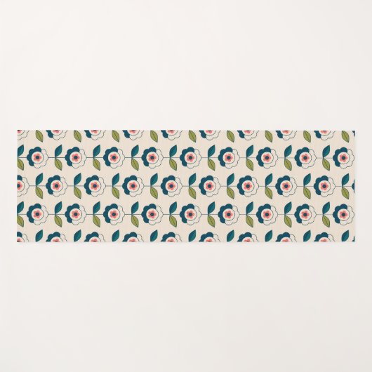 Retro Fun Garden Flower Pattern Yogamat (Voorkant (horizontaal))