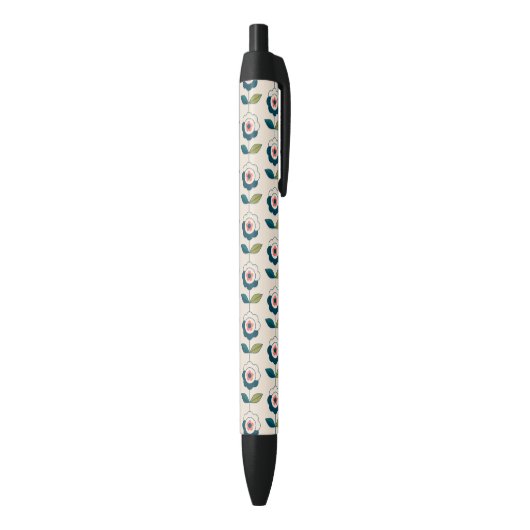 Retro Fun Garden Flower Pattern Zwarte Inkt Pen (Achterkant (Verticaal))