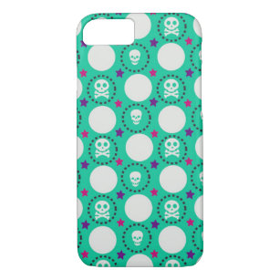 Retro Fun Green Skull Pattern iPhone 8/7 Hoesje