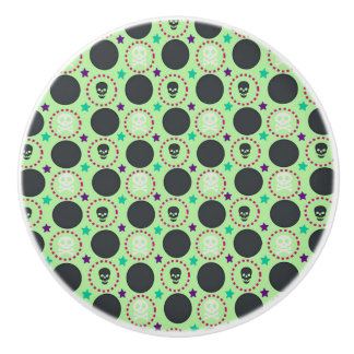 Retro Fun Green Skull Pattern Keramische Knop