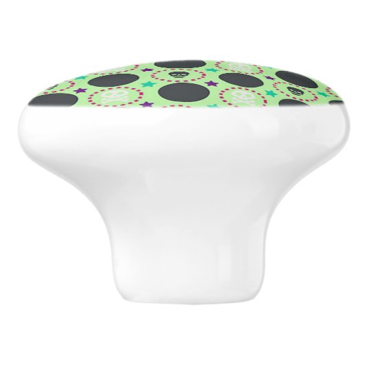 Retro Fun Green Skull Pattern Keramische Knop (Zijkant)