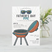 Retro Fun Grill Zonnebril Vaderdag BBQ Feest Kaart (Staand voorkant)