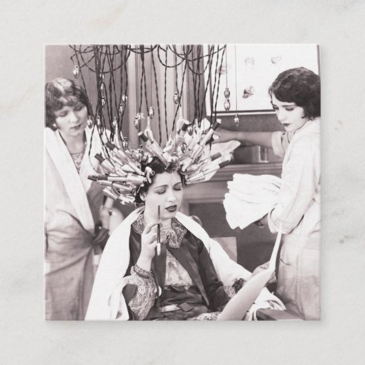 Retro Fun Hair Salon Aanbevelingskaartje (Voorkant)