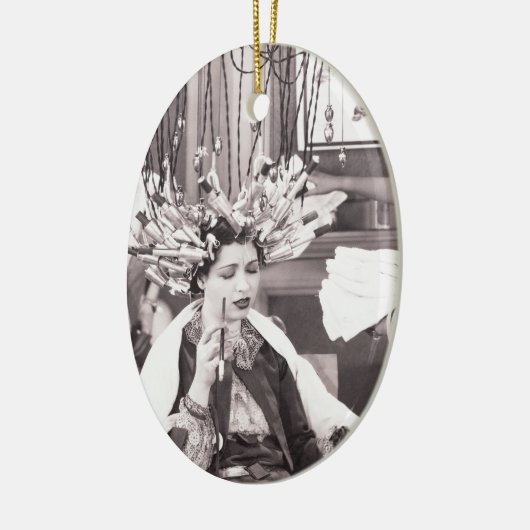 Retro Fun Hair Salon Keramisch Ornament (Links)