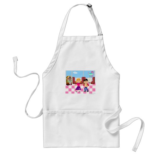 Retro Fun Happy Tiener Sock Hop Diner Art Standaard Schort (Voorkant)