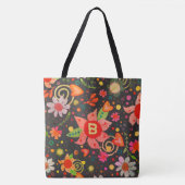Retro Fun Initiaal Floral Boho Inspirivity tas (Voorkant)
