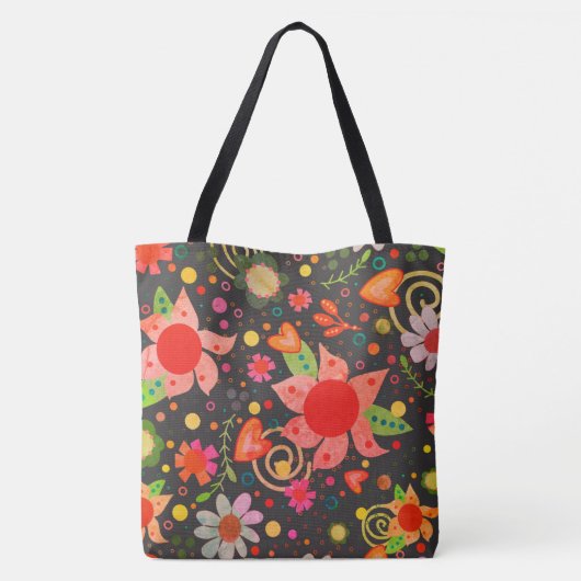 Retro Fun Initiaal Floral Boho Inspirivity tas (Achterkant)