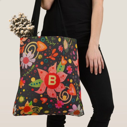 Retro Fun Initiaal Floral Boho Inspirivity tas