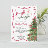 Retro Fun Jingle & Mingle Kerstfeest Kaart (Staand voorkant)