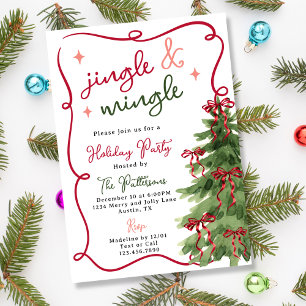 Retro Fun Jingle & Mingle Kerstvakantie Feestje Kaart