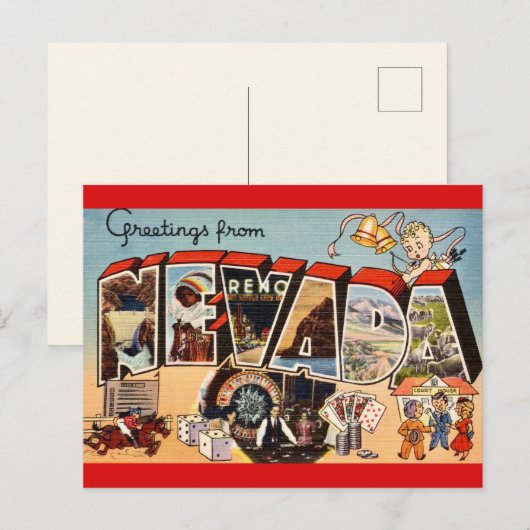 Retro Fun Nevada Groet Briefkaart (Voorkant / Achterkant)