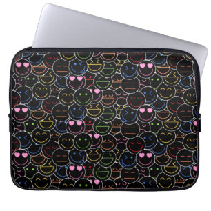Retro Fun Ontmoet Moderne Technologie - Neon Emoji Laptop Sleeve