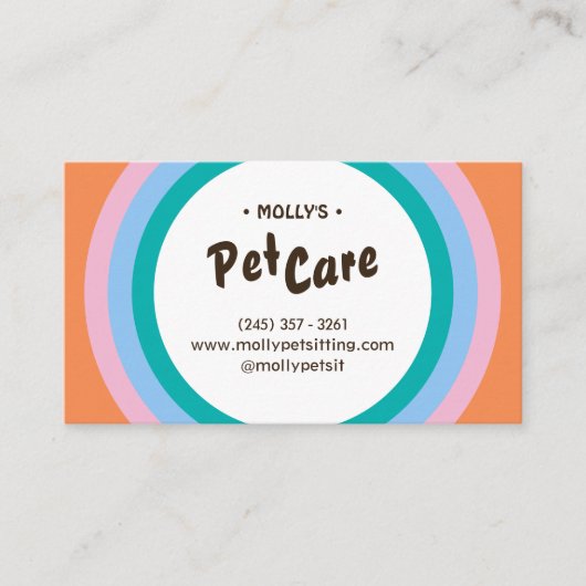 Retro Fun Pet Care Boarding Sitting Visitekaartje (Voorkant)