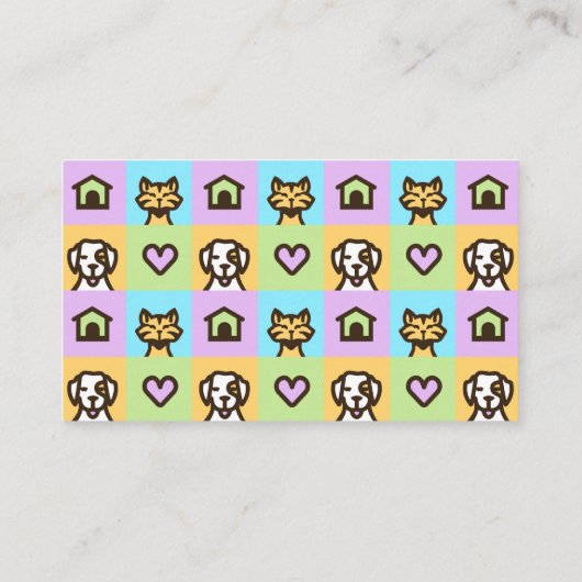 Retro Fun Pet Care Boarding Sitting Visitekaartje (Achterkant)