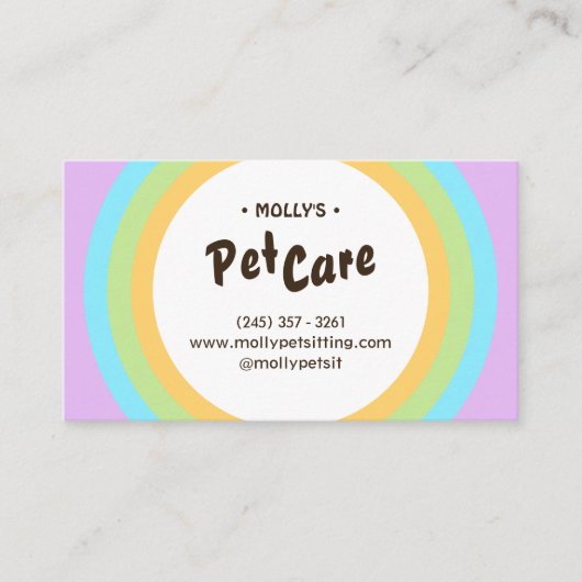 Retro Fun Pet Care Boarding Sitting Visitekaartje (Voorkant)