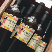 Retro Fun Pink Oranje Geel Vet Vrijgezellenfeest Wijn Etiket