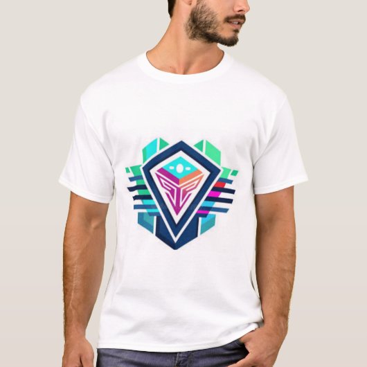 Retro Fun: Pixelated Abstract T-shirt T shirt. (Voorkant)
